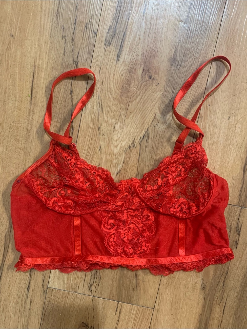 Red lace bralette